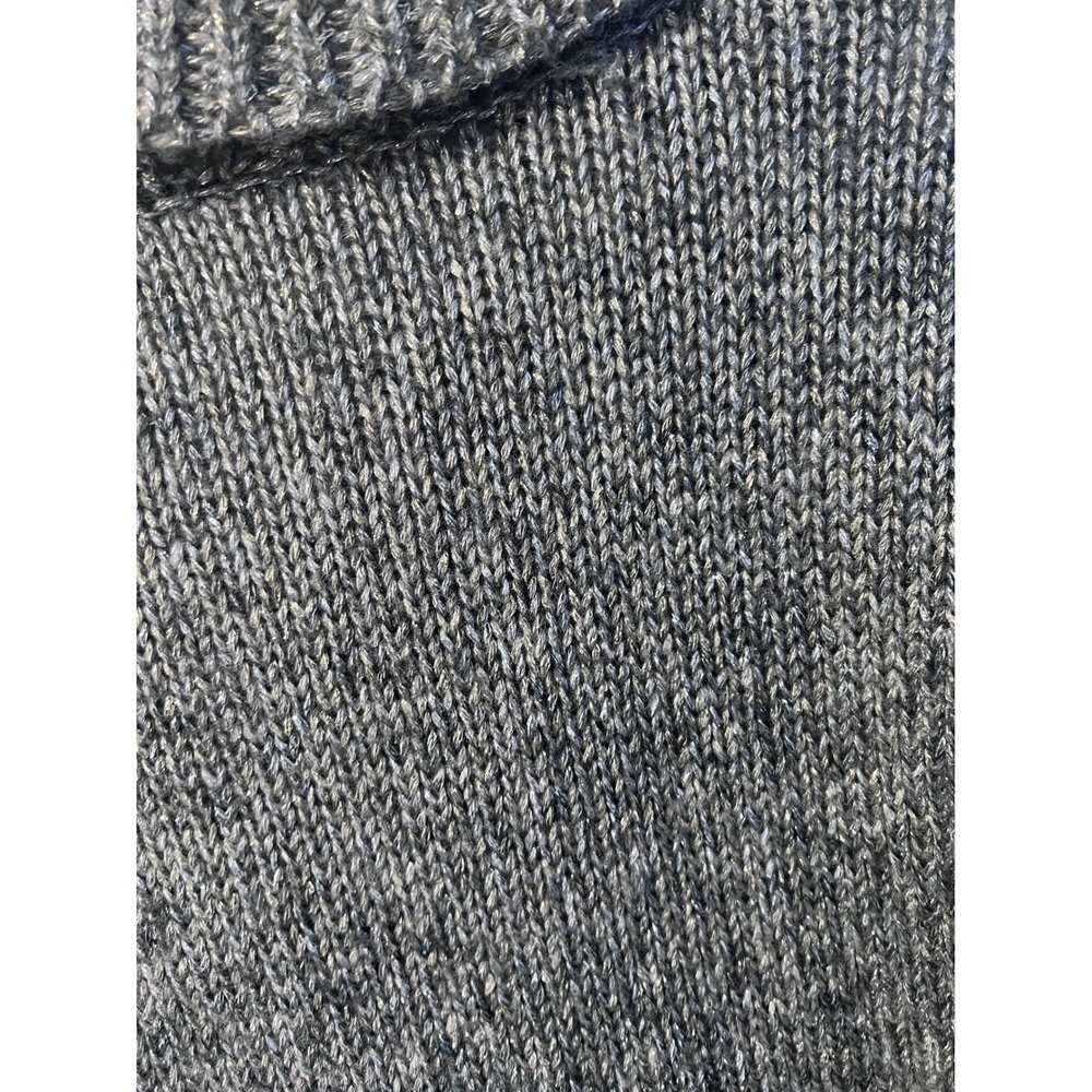 White House Black Market Zip Neck Sweater S Gray Chunky Knit - Picture 8 of 10